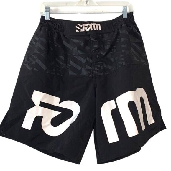 Form Athletics Black & White MMA Training Shorts Size 34 Mens Polyester - Picture 1 of 11